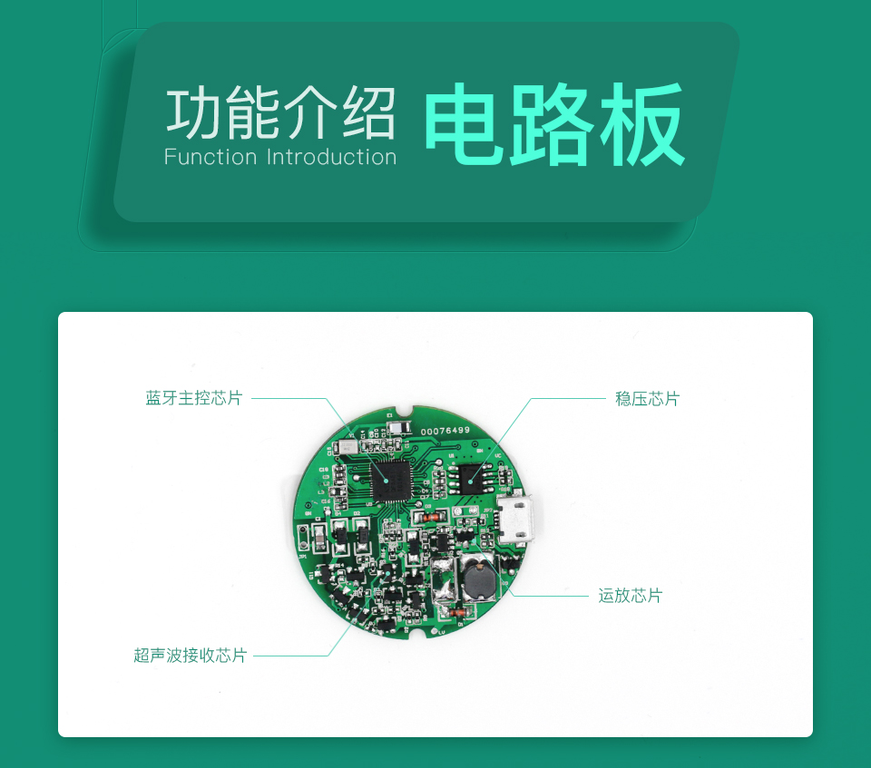 智能孕婦胎心儀方案-電路板功能介紹。